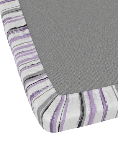 Extra Smooth Micro Fitted Double Bedsheet With 2 Pillow Covers <small> (stripe-grey/lilac)</small>