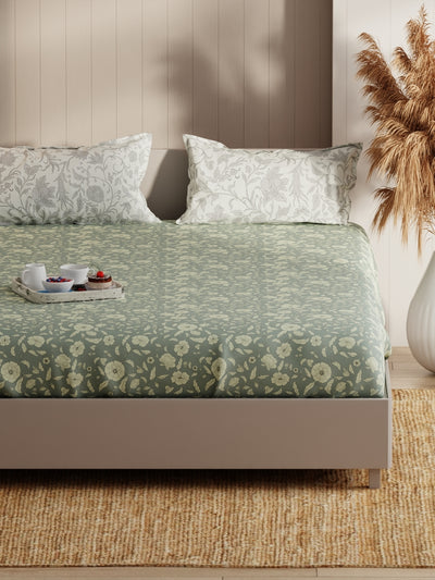 Extra Smooth Micro Double Bedsheet With 2 Pillow Covers <small> (floral-grey)</small>