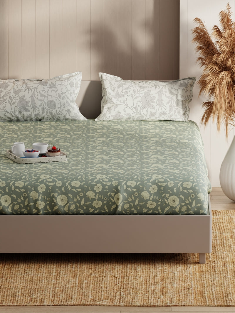 Extra Smooth Micro Double Bedsheet With 2 Pillow Covers <small> (floral-grey)</small>