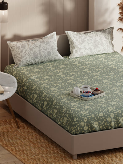 Extra Smooth Micro Double Bedsheet With 2 Pillow Covers <small> (floral-grey)</small>