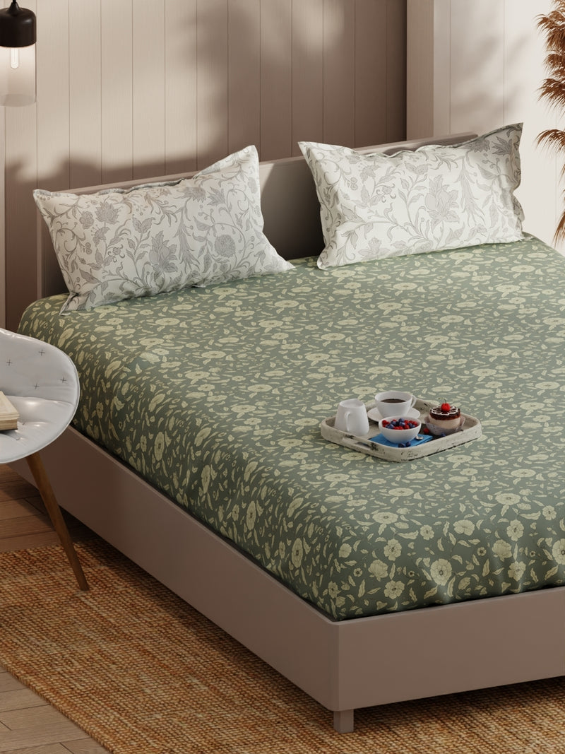 Extra Smooth Micro Double Bedsheet With 2 Pillow Covers <small> (floral-grey)</small>