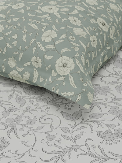 Extra Smooth Micro Single Bedsheet With 1 Pillow Covers <small> (floral-lt.grey)</small>