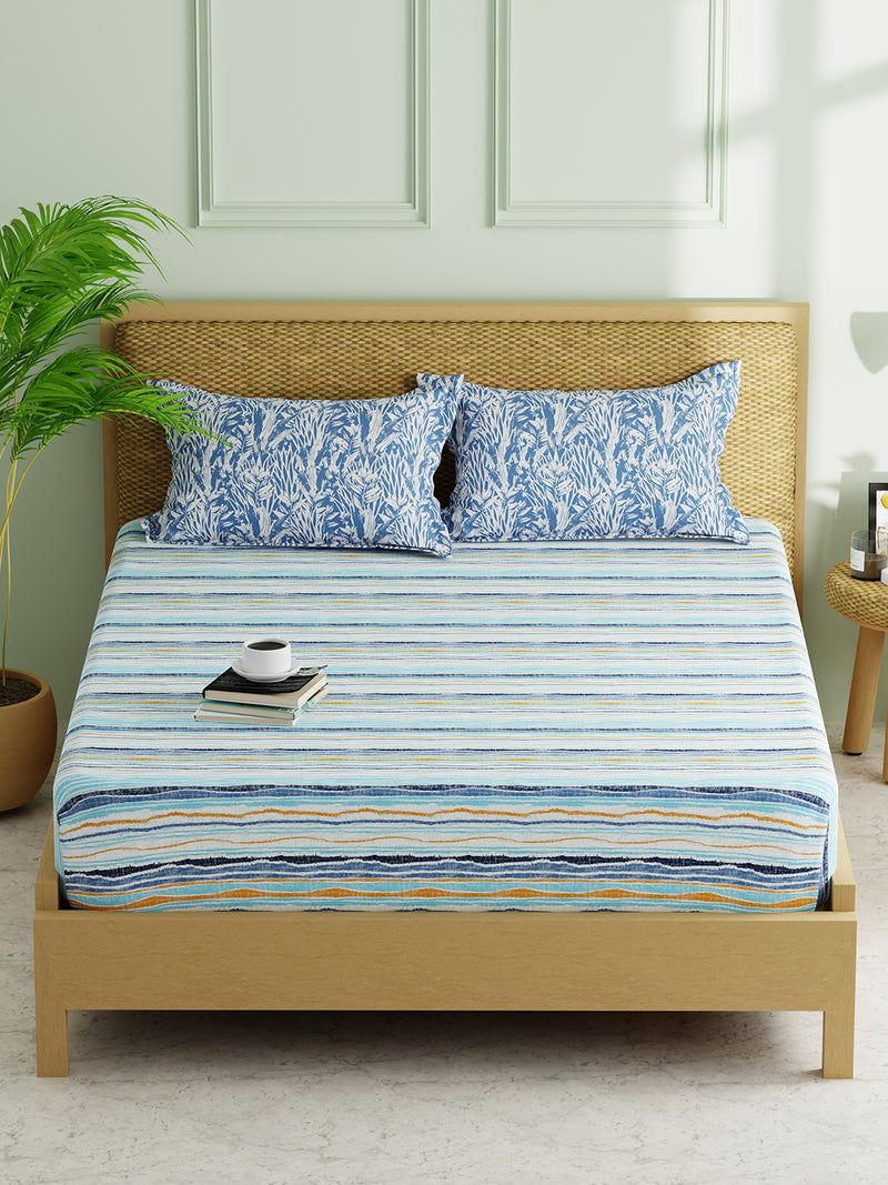 Extra Smooth Micro Double Bedsheet With 2 Pillow Covers <small> (abstract-blue)</small>