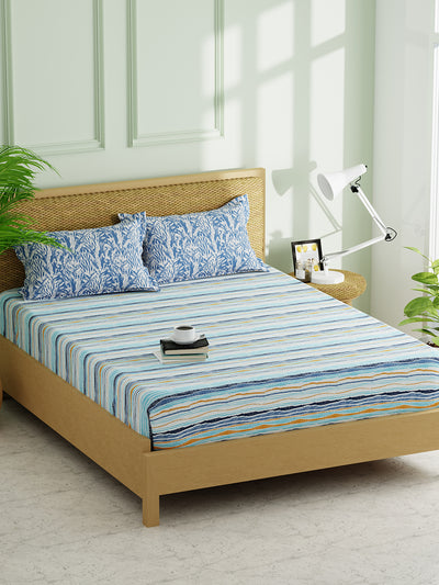 Extra Smooth Micro Double Bedsheet With 2 Pillow Covers <small> (abstract-blue)</small>