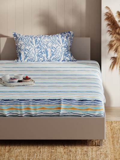 Extra Smooth Micro Single Bedsheet With 1 Pillow Covers <small> (abstract-blue)</small>