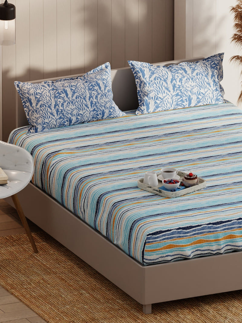 Extra Smooth Micro Double Bedsheet With 2 Pillow Covers <small> (abstract-blue)</small>