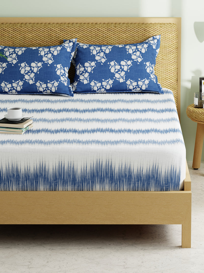 Extra Smooth Micro Double Bedsheet With 2 Pillow Covers <small> (abstract-denim)</small>