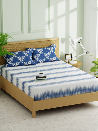 Extra Smooth Micro Double Bedsheet With 2 Pillow Covers <small> (abstract-denim)</small>