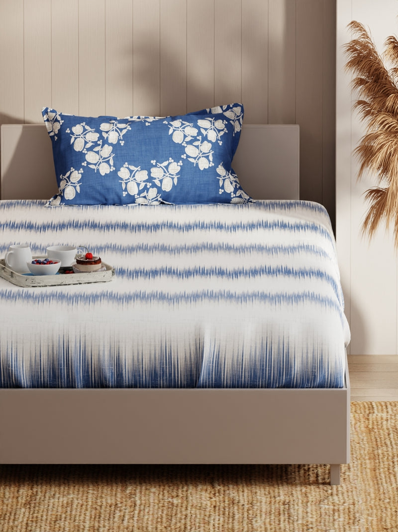 Extra Smooth Micro Single Bedsheet With 1 Pillow Covers <small> (abstract-denim)</small>