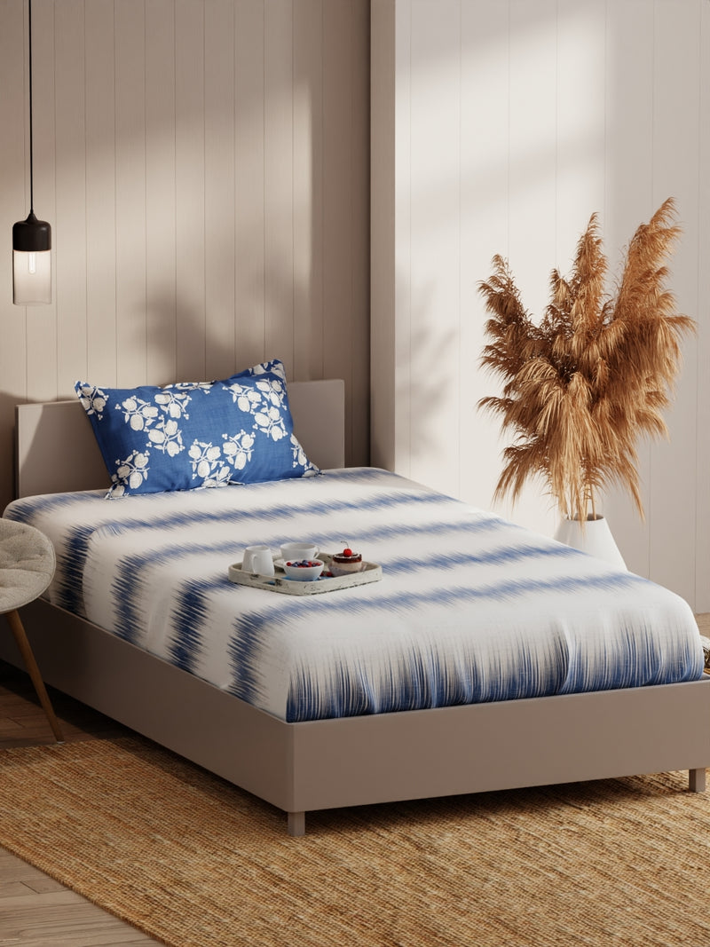 Extra Smooth Micro Single Bedsheet With 1 Pillow Covers <small> (abstract-denim)</small>