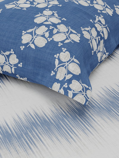 Extra Smooth Micro Single Bedsheet With 1 Pillow Covers <small> (abstract-denim)</small>