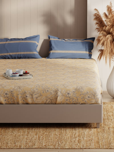 Extra Smooth Micro Fitted Double Bedsheet With 2 Pillow Covers <small> (floral-sandune)</small>