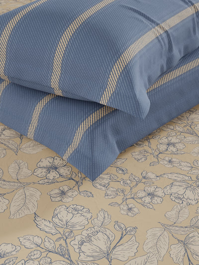 Extra Smooth Micro Fitted Double Bedsheet With 2 Pillow Covers <small> (floral-sandune)</small>