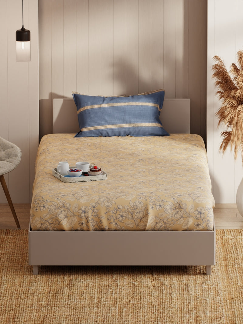 Extra Smooth Micro Single Bedsheet With 1 Pillow Covers <small> (floral-sandune)</small>