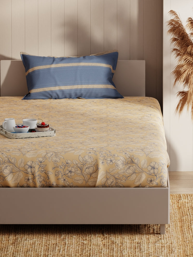 Extra Smooth Micro Single Bedsheet With 1 Pillow Covers <small> (floral-sandune)</small>