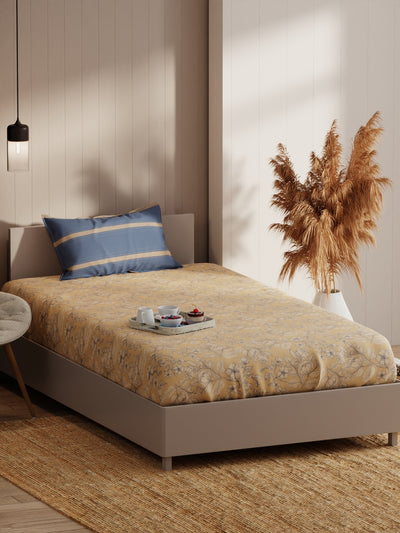 Extra Smooth Micro Single Bedsheet With 1 Pillow Covers <small> (floral-sandune)</small>