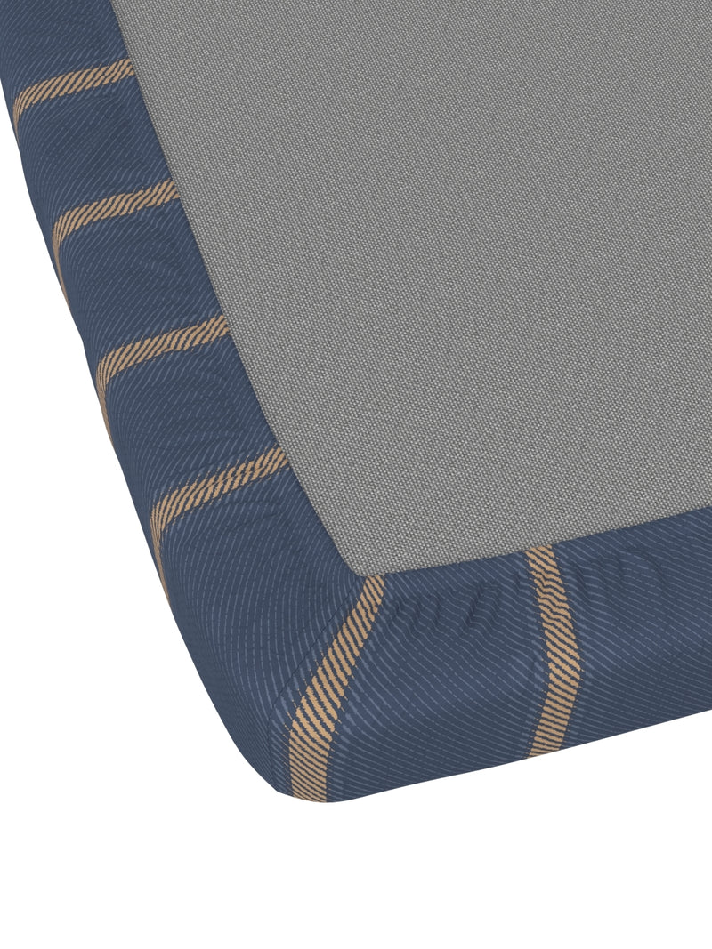 Extra Smooth Micro Fitted Double Bedsheet With 2 Pillow Covers <small> (stripe-denim)</small>