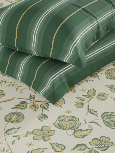 Extra Smooth Micro Fitted Double Bedsheet With 2 Pillow Covers <small> (floral-yellow/green)</small>