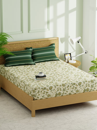 Extra Smooth Micro Double Bedsheet With 2 Pillow Covers <small> (floral-yellow/green)</small>