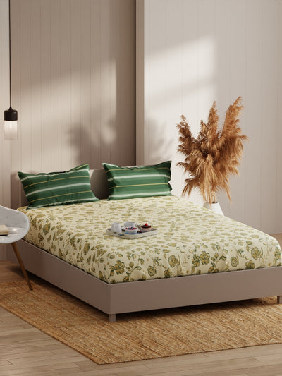 Extra Smooth Micro Double Bedsheet With 2 Pillow Covers <small> (floral-yellow/green)</small>
