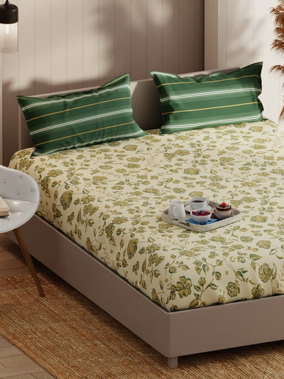 Extra Smooth Micro Double Bedsheet With 2 Pillow Covers <small> (floral-yellow/green)</small>