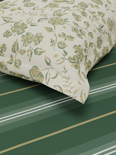 Extra Smooth Micro Single Bedsheet With 1 Pillow Covers <small> (stripe-green/yellow)</small>