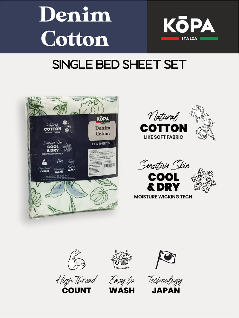 Bamboo Micro Single Bedsheet With 1 Pillow Covers <small> (checks-mint/blue)</small>