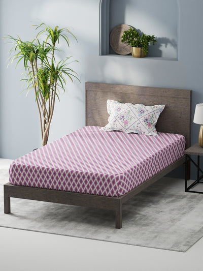 Bamboo Micro Single Bedsheet With 1 Pillow Covers <small> (geometric-purple)</small>