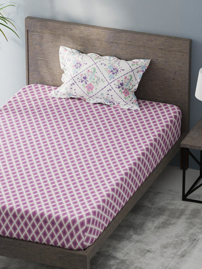 Bamboo Micro Single Bedsheet With 1 Pillow Covers <small> (geometric-purple)</small>