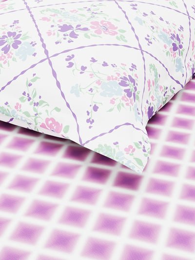 Bamboo Micro Single Bedsheet With 1 Pillow Covers <small> (geometric-purple)</small>