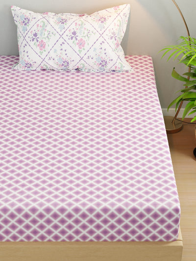 Extra Smooth Micro Single Bedsheet With 1 Pillow Cover <small> (geometric-purple)</small>