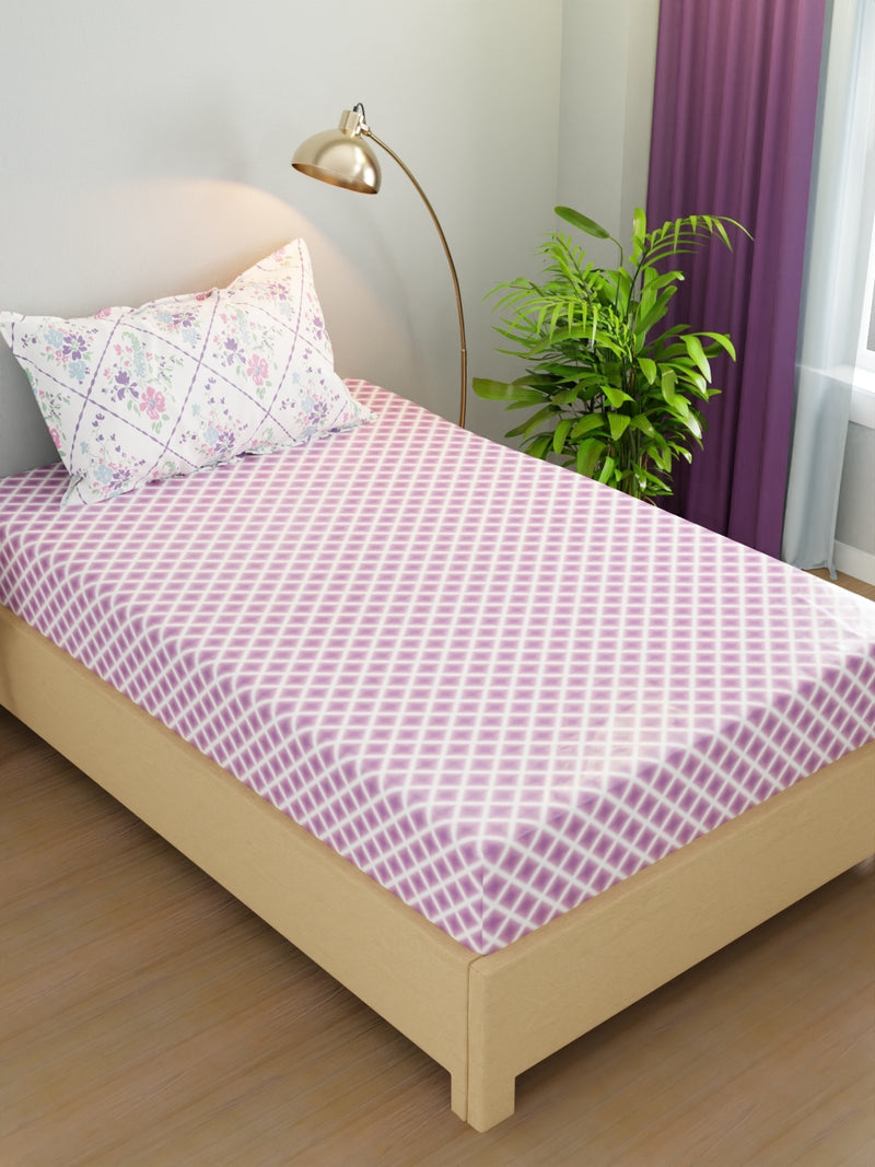 Extra Smooth Micro Single Bedsheet With 1 Pillow Cover <small> (geometric-purple)</small>