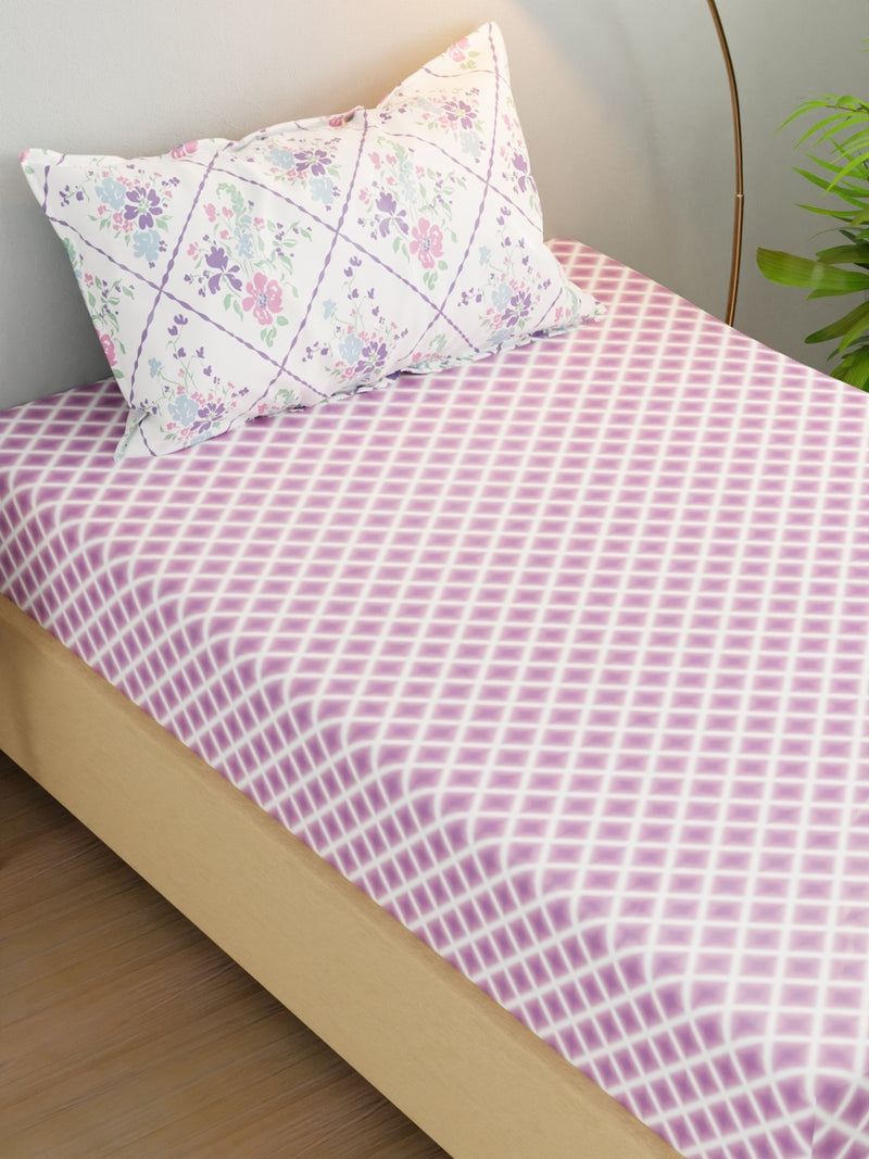 Extra Smooth Micro Single Bedsheet With 1 Pillow Cover <small> (geometric-purple)</small>