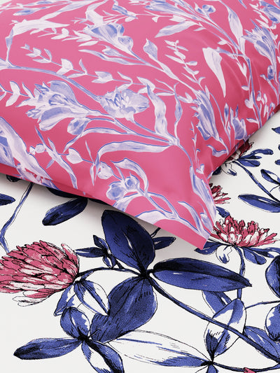 Extra Smooth Micro Single Bedsheet With 1 Pillow Cover <small> (floral-pink/blue)</small>