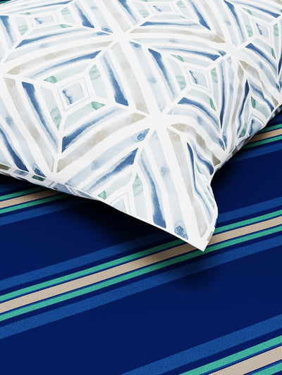 Bamboo Micro Single Bedsheet With 1 Pillow Covers <small> (stripe-dk.blue)</small>