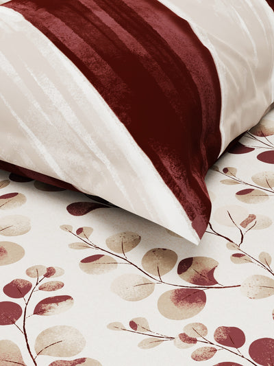 Bamboo Micro Single Bedsheet With 1 Pillow Covers <small> (floral-brown)</small>