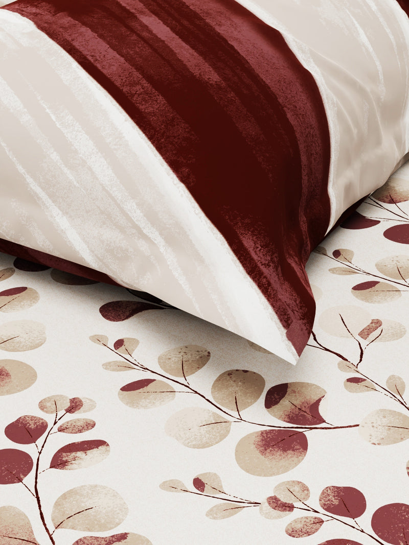 Bamboo Micro Single Bedsheet With 1 Pillow Covers <small> (floral-brown)</small>