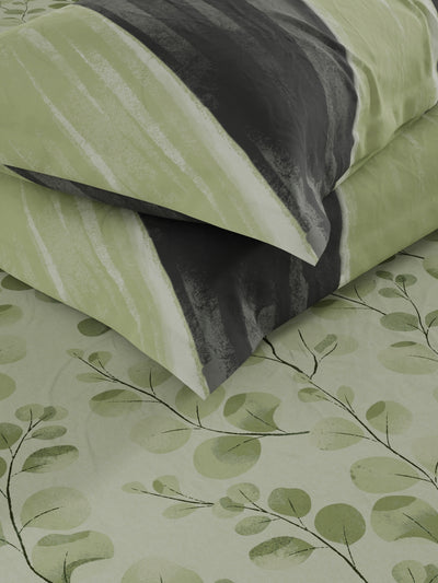 Bamboo Micro Fitted King Bedsheet With 2 Pillow Covers <small> (floral-green)</small>