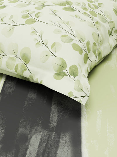 Bamboo Micro Single Bedsheet With 1 Pillow Covers <small> (floral-green)</small>