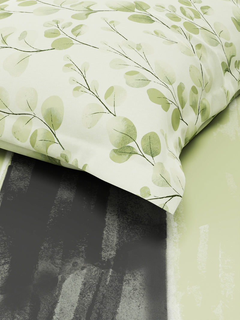 Bamboo Micro Single Bedsheet With 1 Pillow Covers <small> (floral-green)</small>