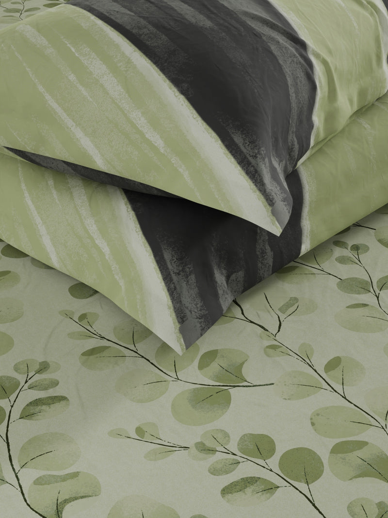 Bamboo Micro King Bedsheet With 2 Pillow Covers <small> (floral-green)</small>