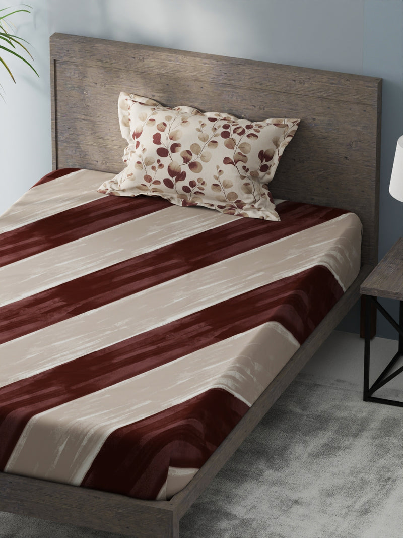 Bamboo Micro Single Bedsheet With 1 Pillow Covers <small> (abstract-brown)</small>