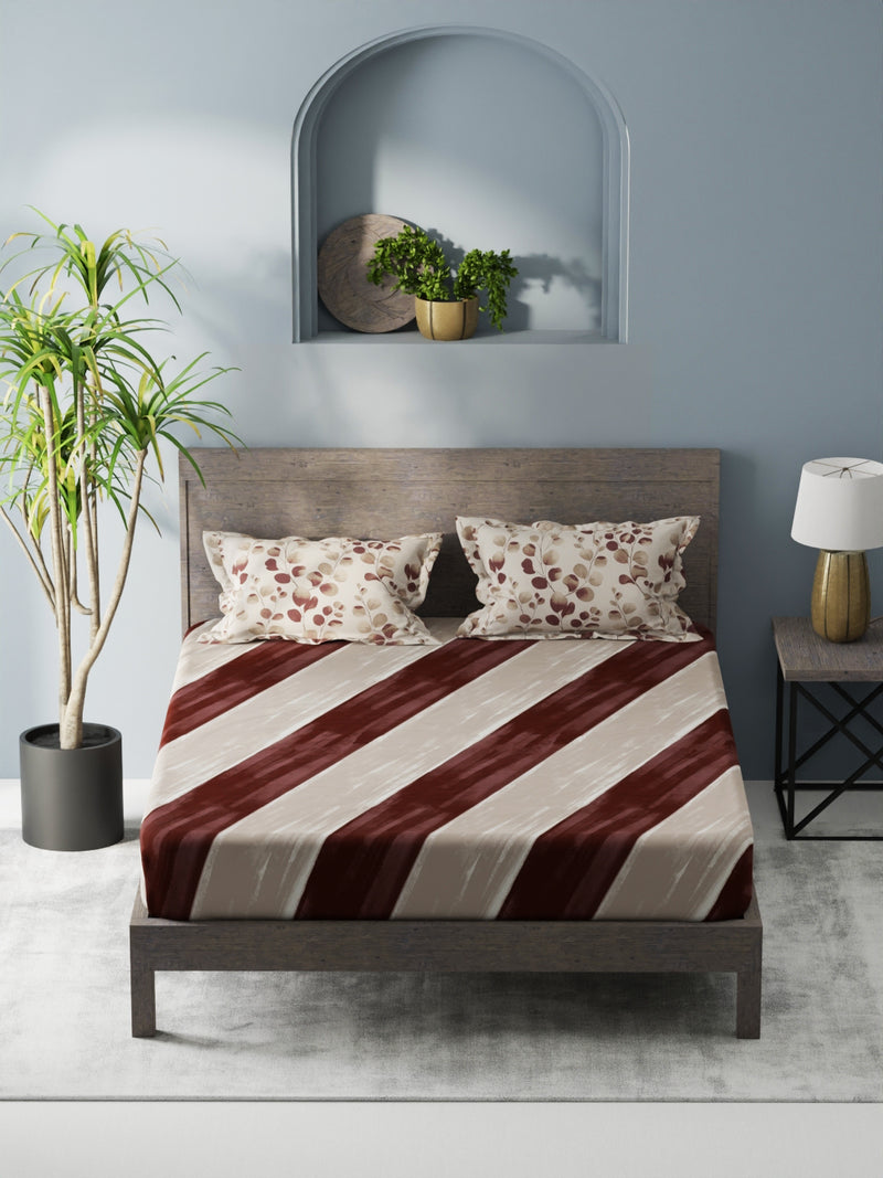 Bamboo Micro King Bedsheet With 2 Pillow Covers <small> (abstract-brown)</small>