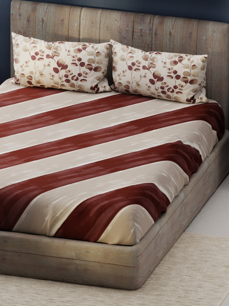 Bamboo Micro King Bedsheet With 2 Pillow Covers <small> (abstract-brown)</small>