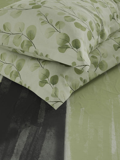 Bamboo Micro Fitted King Bedsheet With 2 Pillow Covers <small> (abstract-green)</small>