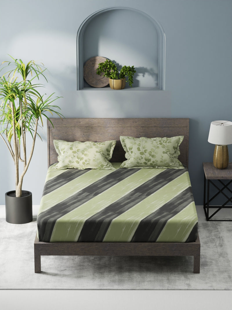 Bamboo Micro King Bedsheet With 2 Pillow Covers <small> (abstract-green)</small>