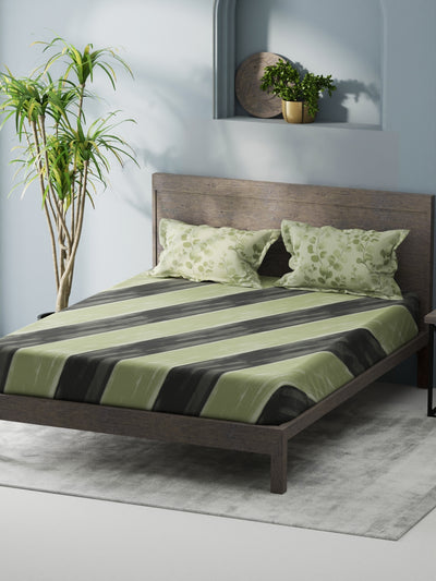 Bamboo Micro King Bedsheet With 2 Pillow Covers <small> (abstract-green)</small>