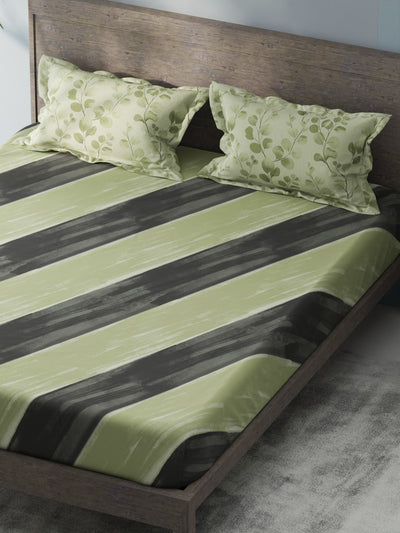 Bamboo Micro King Bedsheet With 2 Pillow Covers <small> (abstract-green)</small>