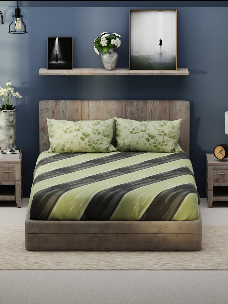 Bamboo Micro King Bedsheet With 2 Pillow Covers <small> (abstract-green)</small>