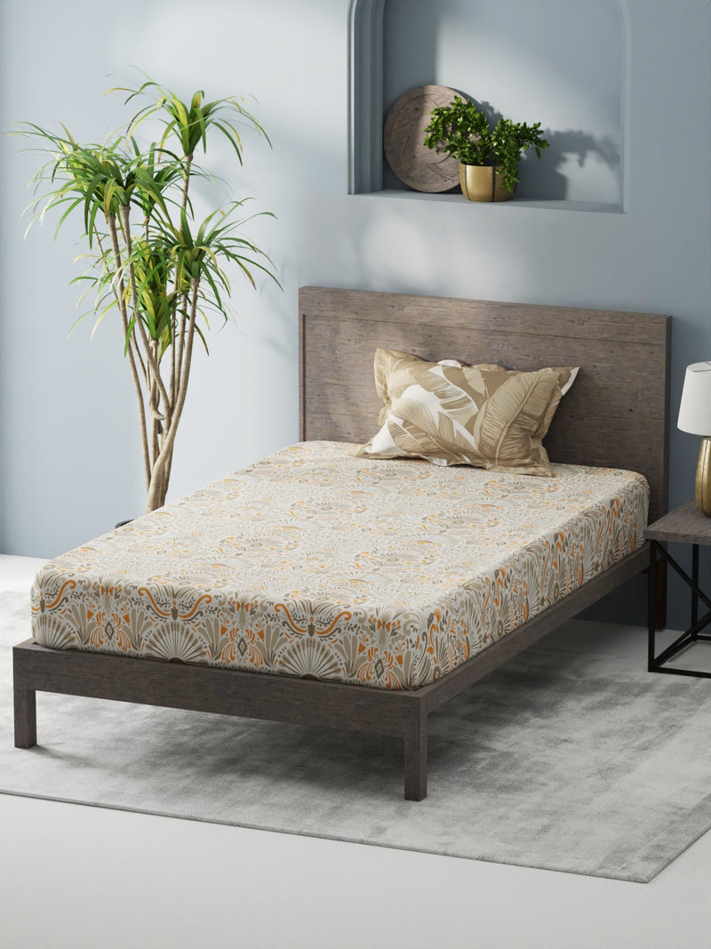Bamboo Micro Single Bedsheet With 1 Pillow Covers <small> (ornamental-grey/yellow)</small>